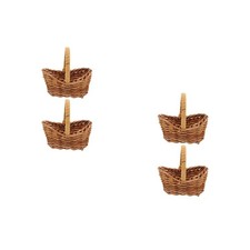  2 Pack Woven Basket with Handles Small Decorative Wicker Straw Flower Girl Mini