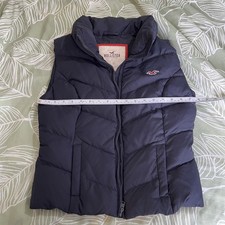 Ladies Hollister Navy Blue Hooded Gilet with Pockets Size UK Medium M