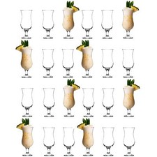 24x Pina Colada Glasses Hurricane Grande Cocktail Drinking Glassware 390ml Clear