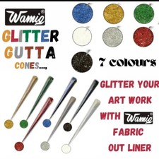 WamiQ Pure Sparkle Glitter Gutta Cone 40ml Outliner For Silk Fabric Silver, Gold