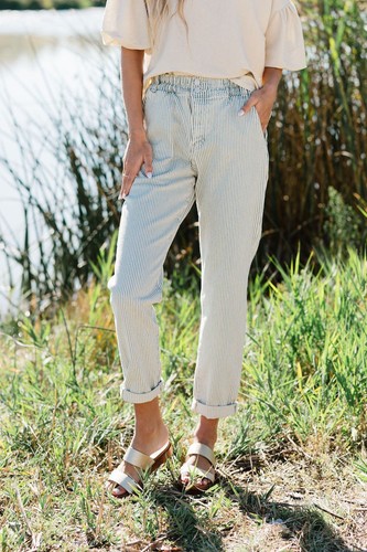 Kancan cream blue striped high - cream,