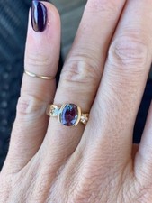 2.85 Ct Oval Cut Alexandrite Women's Wedding Ring 14K Solid Yellow Gold