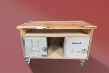 Elm Resin River TV Unit with wheels 2 Aircraft Galley Boxes Storage Plywood