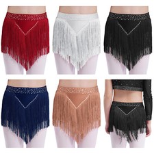 Girls Shorts Fringe Skorts Hip Skirt Salsa Skirts Stretchy Bottoms Jazz Costume