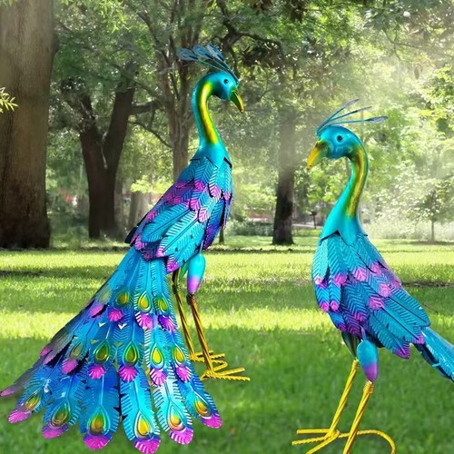 Peacock statue garden - garden, decor