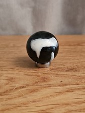 Vintage Jumbo Large Black and White Swirl Display Marble 36mm