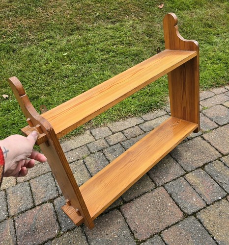 Vintage wooden pine wall shelf - vintage,