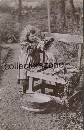 Girl bathing her dog - girl,