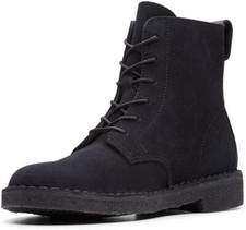 Clarks Ladies Black Suede Boots Mali Combat Desert Boots Black Suede Comfort