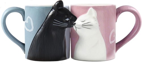 Cat coffee couple mugs cute - cat, mugs,cute