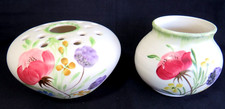Radford Duo of Posy or Potpourri Bowl & Posy Vase. Red & Purple Floral Design.