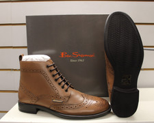 Men's Ben Sherman Boots Tan Burnished Leather Lace Up Brogues UK 6 EU 40
