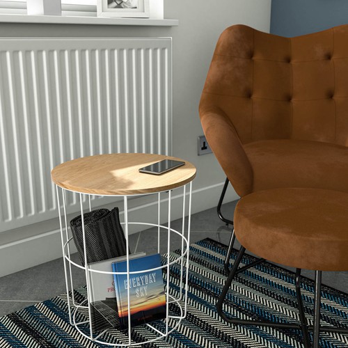 Side table round ash veneer - side,