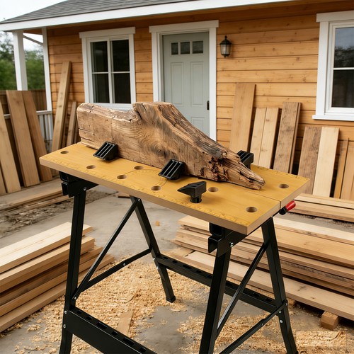 Foldable wooden workbench - wooden,