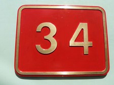 SOLID BRASS HOUSE NUMBER PLATE, No  34