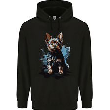 Yorkshire Terrier Splash Yorkie Dog Mens 80% Cotton Hoodie