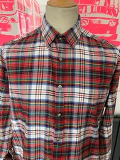 VIYELLA LUXURY SHIRT COTTON & CASHMERE L/SL CHECK SIZE 17" 43CM