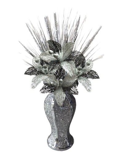 Silver vase with black - silver,