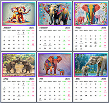 Elephants Art 2026 A4 Hanging