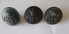 3 Vintage GPO Black Buttons ( Bakelite ? ) with Crown Diameter 2.5cm  12" approx