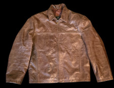 M.B. leather Jacket Brown 100% Leather Men's Size M  Vintage Italian leather