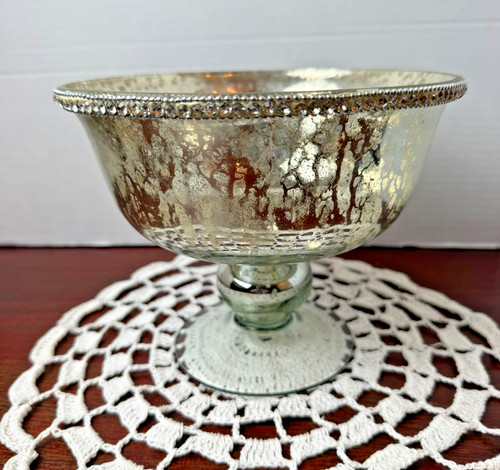 Vintage mercury glass pedestal - mercury,