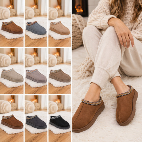 Ladies faux fur lined slippers - ladies,