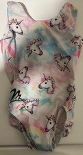 Girls Unicorn leotard . For gymnastics or dance, pastel, Milano brand, Child XS