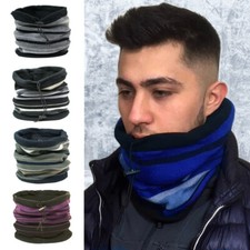 MENS WINTER ADJUSTABLE NECK WARMER SNOOD SCARF WITH WARM SOFT FLEECE LINING