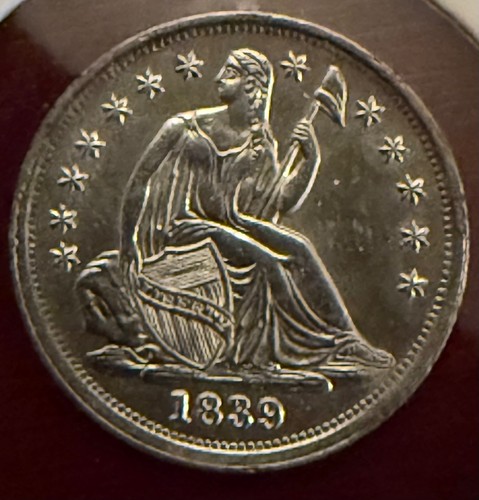 1839 seated liberty half - , dime-