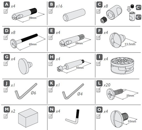 Full set fixings for the - set,