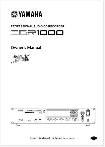 Yamaha cdr1000 audio player - cdr1000,