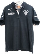Glasgow Rangers Football Polo Shirt Black Short Sleeve Training Top Mens Medium