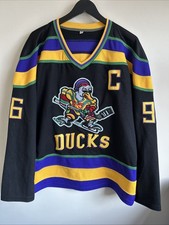 Mighty Ducks Vintage Ice Hockey Jersey Embroidered, Size Small Conway Black Film