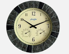 35cm Indoor/Outdoor Faux Slate Clock with Thermometer and Hygrometer
