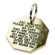 Deeply engraved solid brass