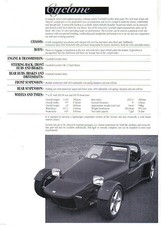 Car Craft Cyclone Vauxhall Based Kit Car original Sales Brochure