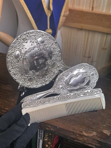 Vintage silver plated vanity - vintage,