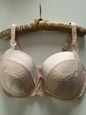 Matalan Bra NEW 34G Padded Underwired Full Cup Lace & Satin Detail Champagne Col