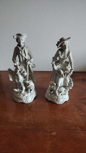 Pair meissen white porcelain - meissen,