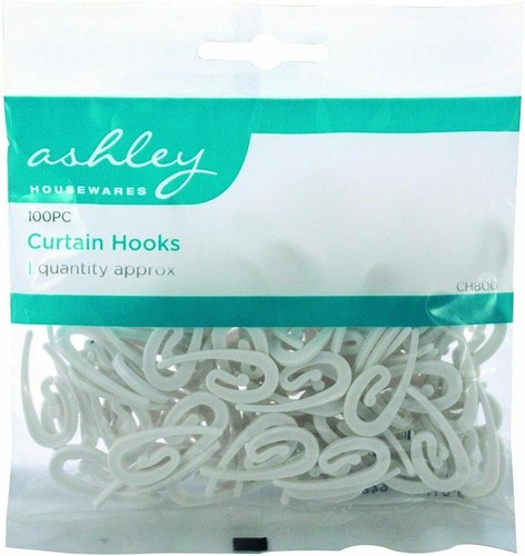 White plastic curtain hooks - white,