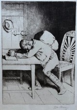 William Strang (1859-1921) Pencil Signed Etching - Christian is Troubled 1885