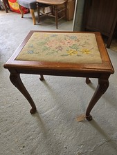 Antique Vintage Tapestry Top Oak Dressing Table Stool Piano Stool Drop In  Seat