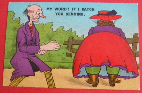 Old comic postcard fat - ,