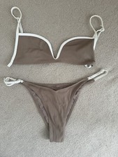 Pull& Bear Brown White Bikini Pacific Republic - New Without Tags- Size Small