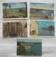 Cornwall Sites/Scenes, Job Lot Five Old Postcards, inc Truro Cathedral, Polperro
