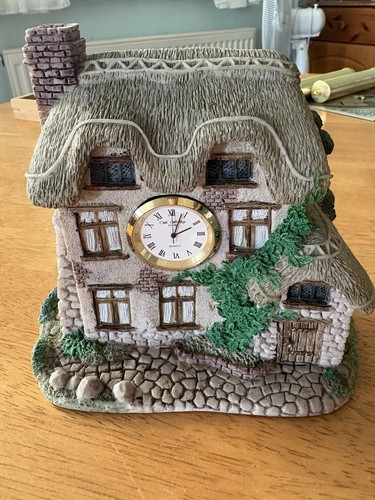 Resin cottage clock ornament - resin,