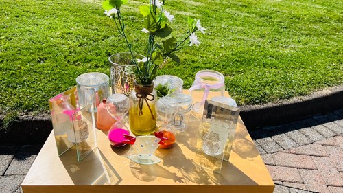 Job lot glass plant - lot, pots