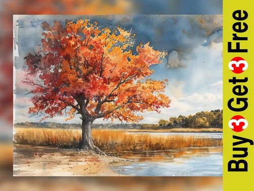 Vibrant autumn lakeside - autumn,