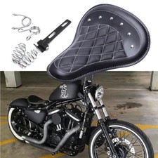 Motorcycle 13" Leather Solo Seat Spring For Harley Softail Sportster XL 883 1200